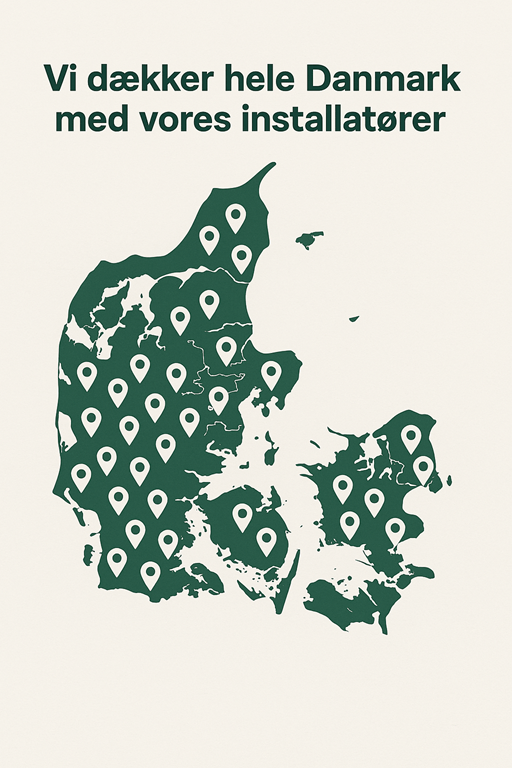 Danmark kort med installatører