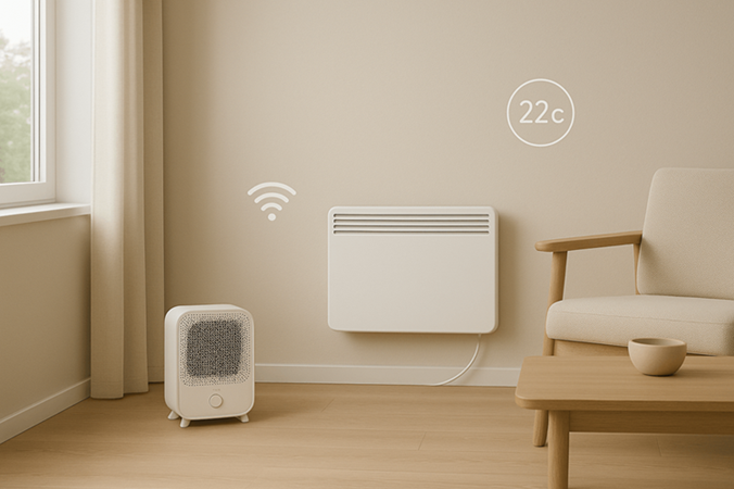 Elradiator med Bodil Plug tilsluttet i moderne stue